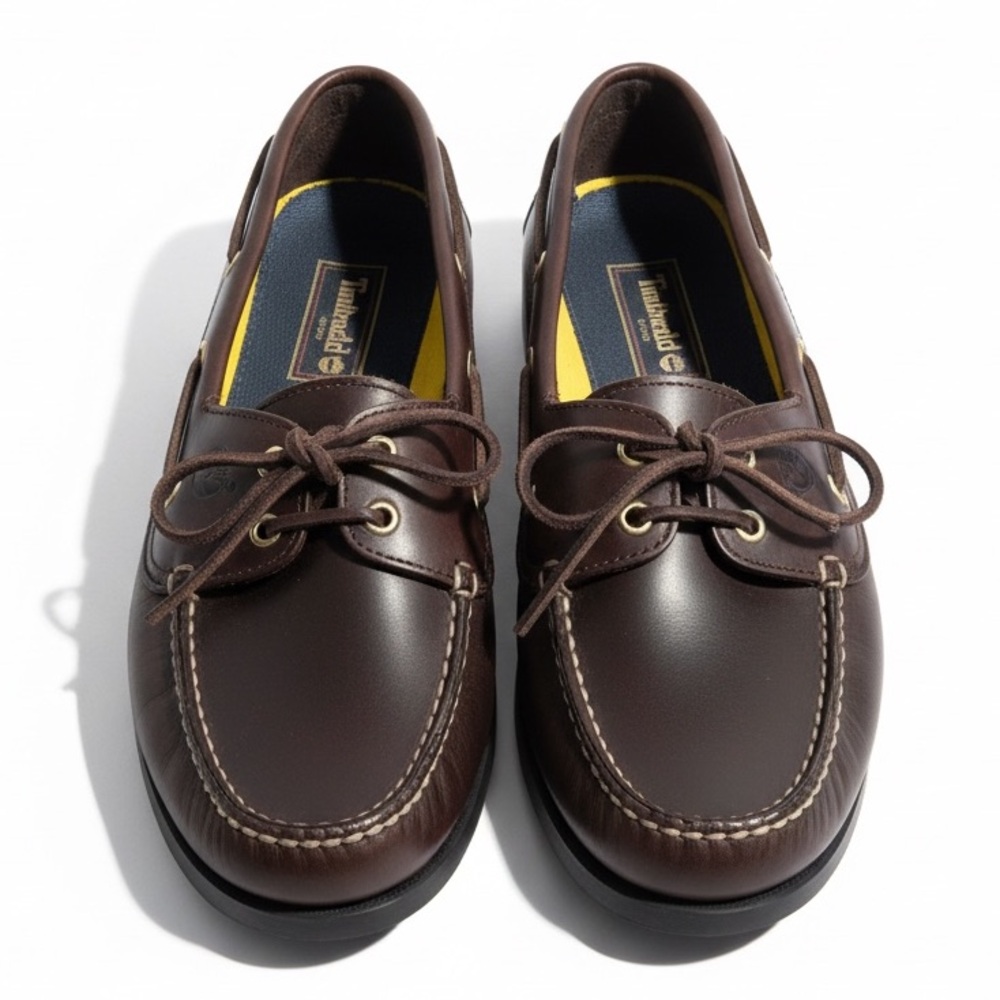 Timberland Classic Leather Boat Shoes Brown Lace Up Deck Shoes Size 10